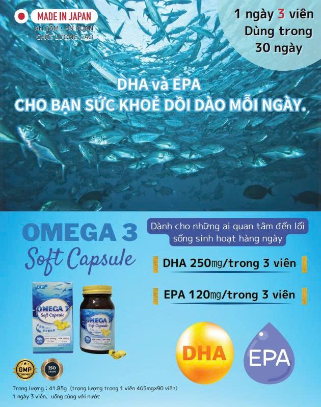 Thực phẩm tốt cho não Omega 3 soft capsule-nhật bản