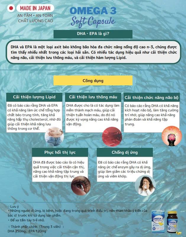 Thực phẩm tốt cho não Omega 3 soft capsule-nhật bản