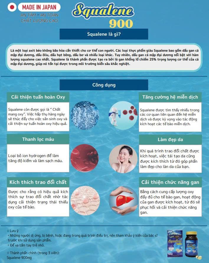 Thực phẩm làm sạch mỡ Squalene 900-nhật bản