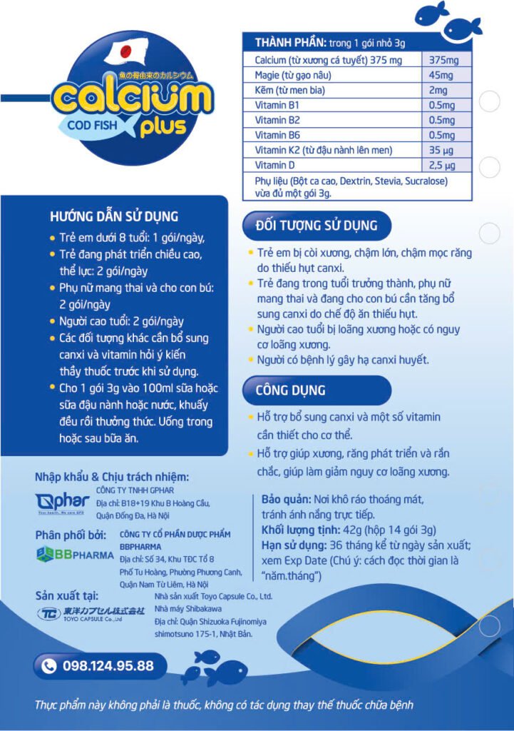 Canxi hữu cơ xương cá tuyết dạng viên-nhật bản