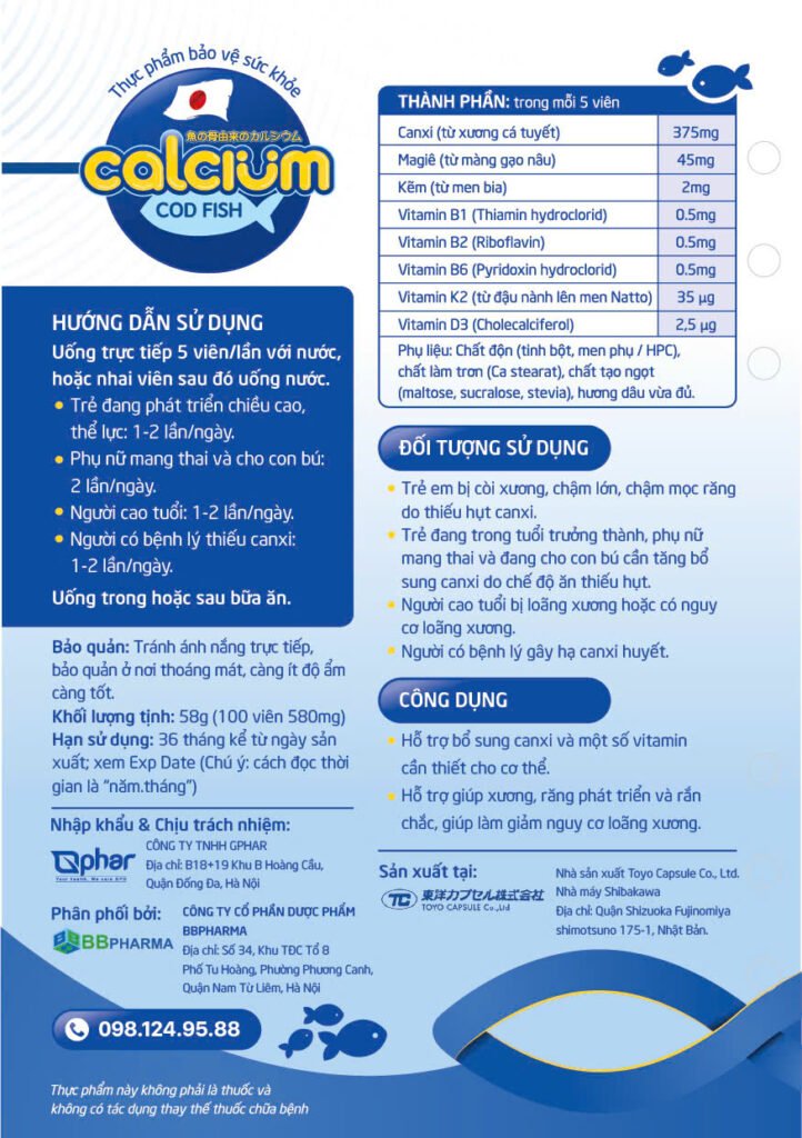 Canxi hữu cơ xương cá tuyết dạng bột-nhật bản