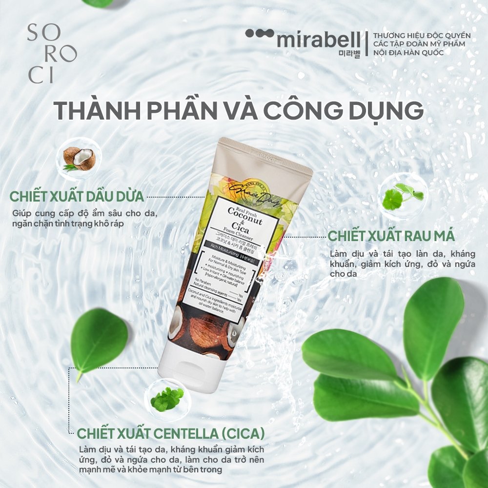 Sữa rửa mặt Dừa và Rau má-hàn quốc