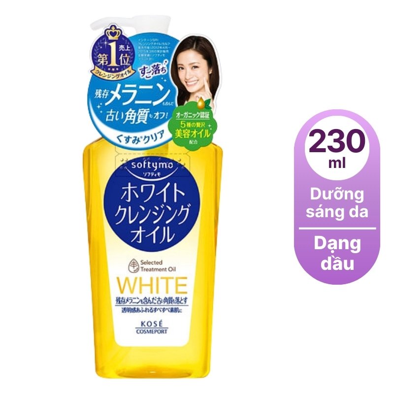 Dầu tẩy trang dưỡng trắng da Kose Softymo White Cleansing Oil-nhật bản
